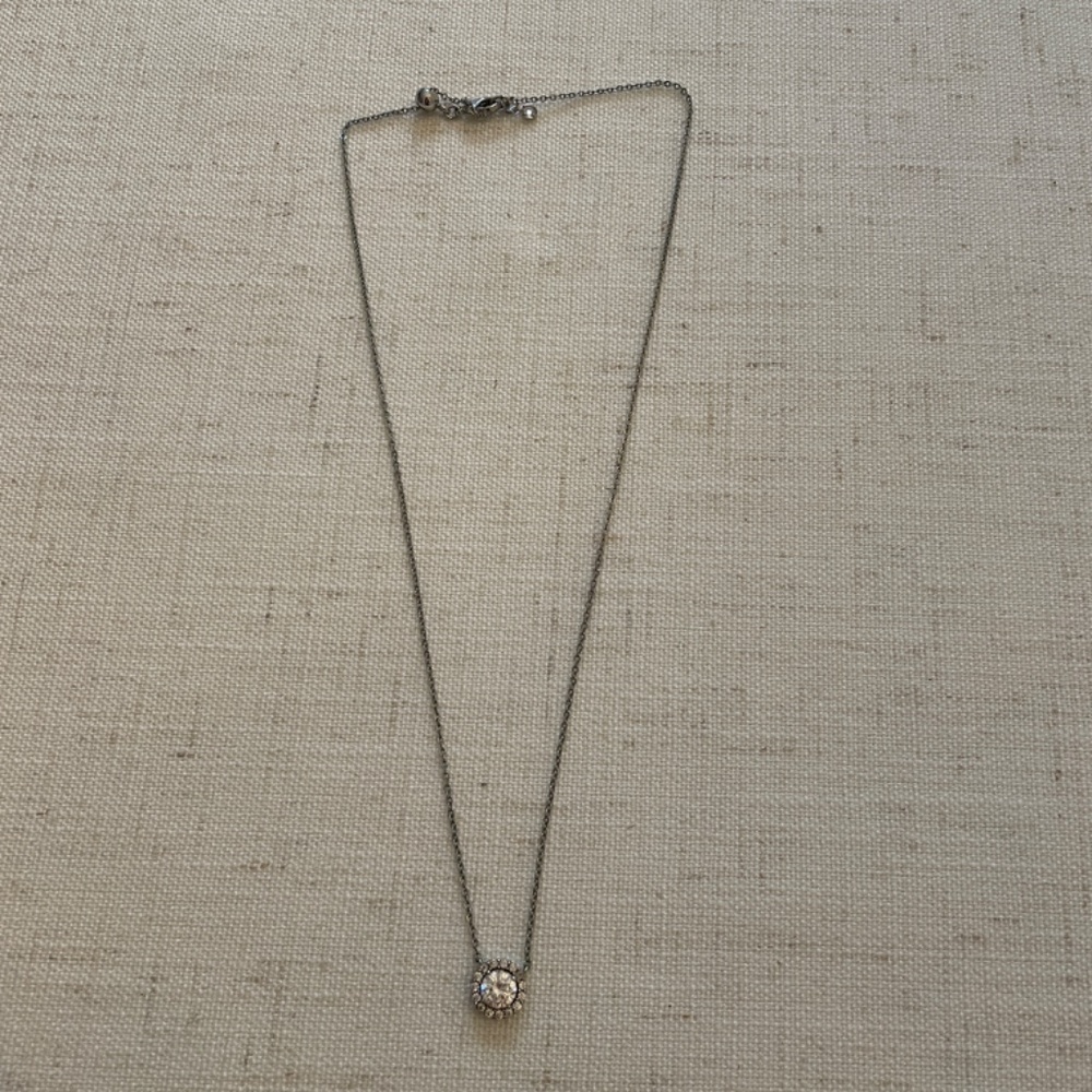Chico's - Silver Tone Drop Stone Necklace